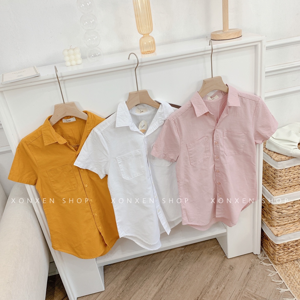 Áo sơ mi nữ công sở tay ngắn chất vải thấm hút mồ hôi XONXEN SHOP freesize mã 105