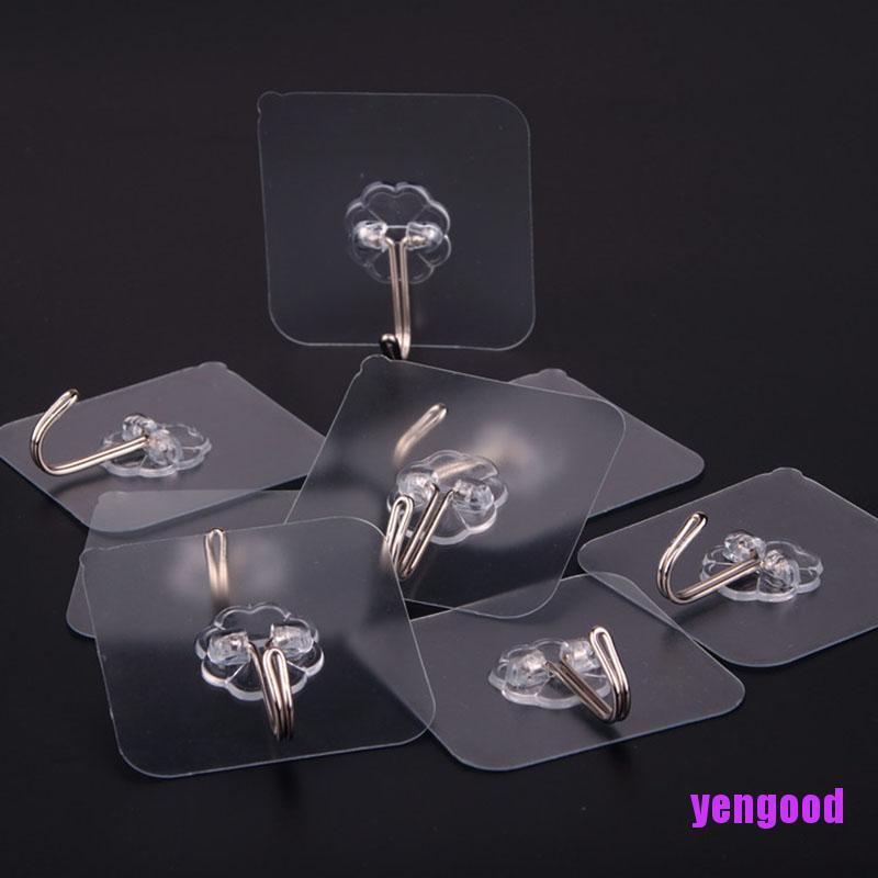 Bộ 10 cái móc treo đồ dán tường trong suốt không thấm nước