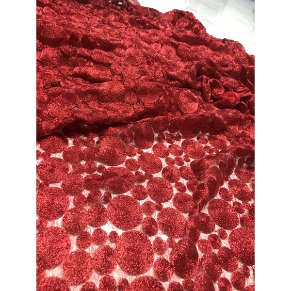 Vải kim tuyến lấp lánh độc lạ màu đỏ đô cao cấp đẹp Sang (khổ 1m5)may đầm váy,áo dài ,thiết kế thời trang