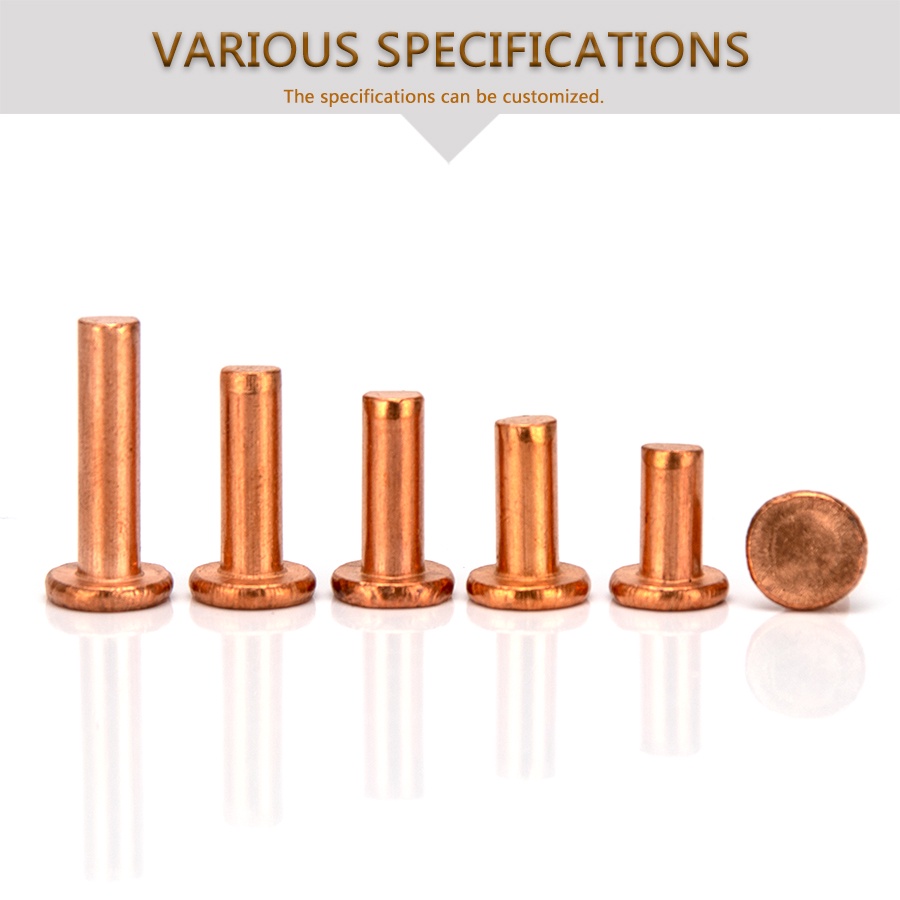 Đồng thau Đầu phẳng Đinh tán M1.5 M2 M2.5 Đồng đinh tán chắc chắn Chốt Bu lông Chiều dài 3mm-16mm