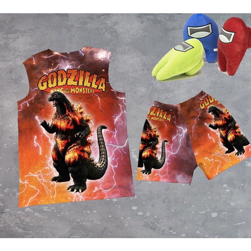 Quần áo trẻ em in 3D mẫu Godzilla thun lạnh thái cao cấp 10-60kg