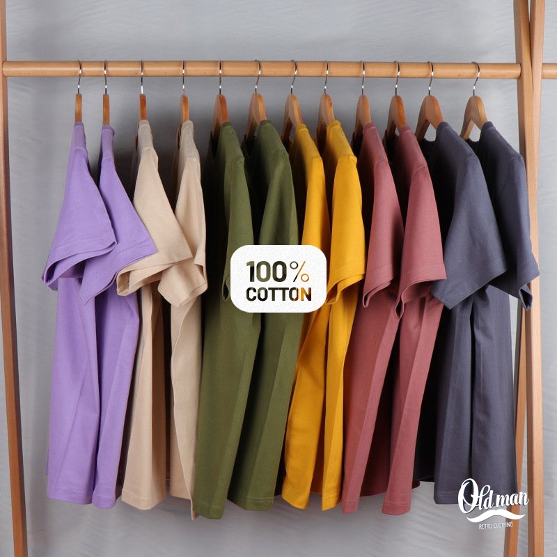 Áo Thun Vintage Nam Trơn Basic OLDMAN, Áo Phông Nam Retro 230g 100% Cotton, Vải Dày, Mịn, Kiểu Dáng Trẻ Trung