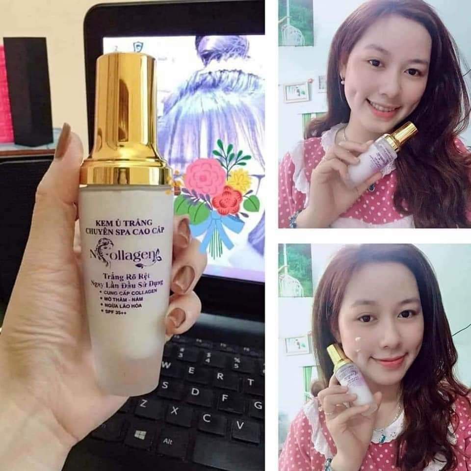 Kem Face Tím, Whitening Face Cream N'COLLAGEN + Ủ Trắng Face Siêu Cấp Ncollagen - Giúp giảm mụn, nám, tàn nhang