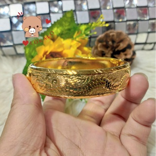 Vòng tay cưới chạm long phụng mạ vàng 24k loại xịn - đeo y vàng thật dành cho đám cưới - lokalo 13922