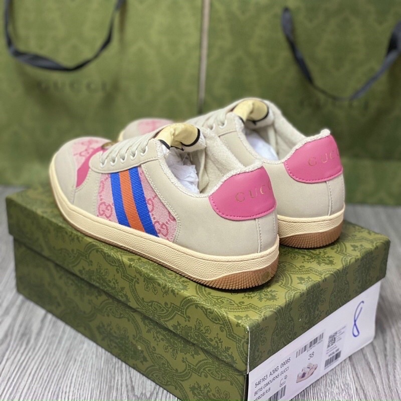 GIÀY GU.CI SCREENER LEATHER PINK HẢI TÚ [ bản nâng cấp ]