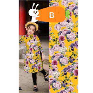 Set áo dài phi lụa quần legging kèm mấn cho bé 1-5T