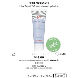 [JUMBO SIZE -225gr date 7/25] - Kem dưỡng phục hồi cho da nhạy cảm FIRST AID BEAUTY Ultra Repair Cream hàng Mỹ