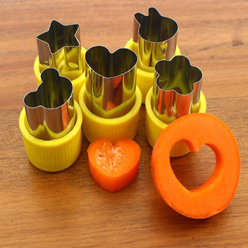 Set 5 khuôn làm bánh quy bằng thép không gỉ hình ngôi sao/trái tim 3D