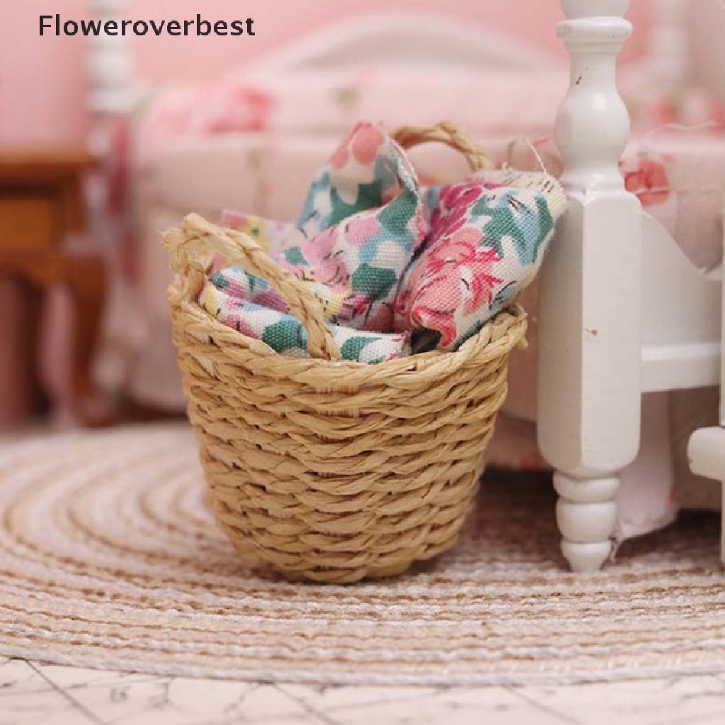 Giỏ Đan Mini Đựng Đồ Trang Trí Nhà Búp Bê Tỉ Lệ 1: 12