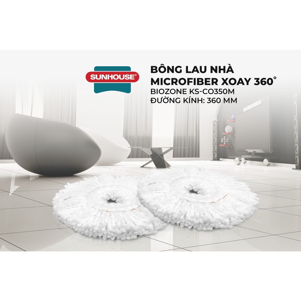 BÔNG LAU NHÀ MICROFIBER XOAY 360 ĐỘ SUNHOUSE KS-CO350M