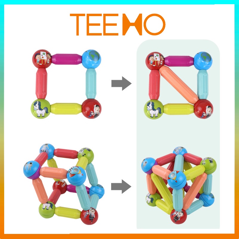 Xếp hình nam châm đồ chơi thông minh 64 chi tiết magnetic TEEMO GD-03