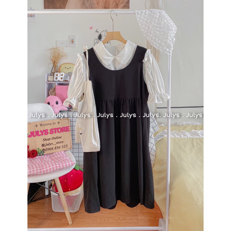 SET áo tay bồng kèm yếm babydoll ulzzang (ảnh thật shop chụp kèm video) | BigBuy360 - bigbuy360.vn