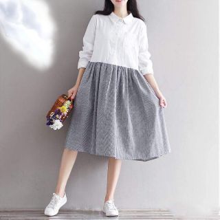 sale 50k Đầm babydoll áo trắng váy sọc