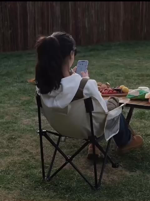 Ghế Camping mặt trăng gấp gọn khung nhôm cao cấp , ghế dã ngoại câu cá tựa lưng thư giãn chịu tải 130kg | BigBuy360 - bigbuy360.vn