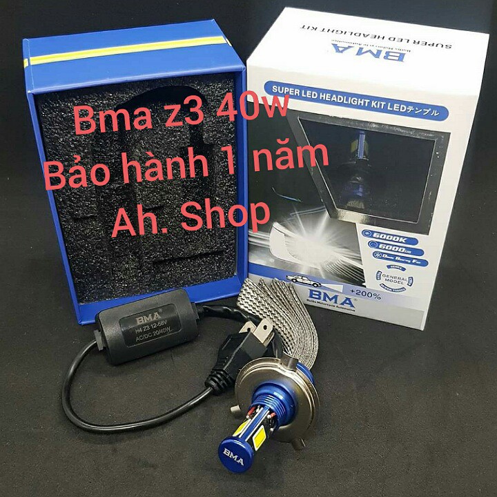 đèn led 3 tim Z3 BMA 40w 2020 chân H4 bảo hành 1 năm