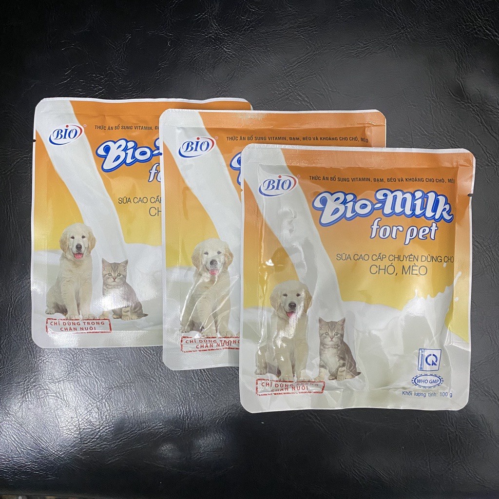Sữa bột gói 100gram cho chó mèo BIO-MILK For Pet bổ sung vitamin, đạm, khoáng và các chất dinh dưỡng cần thiết