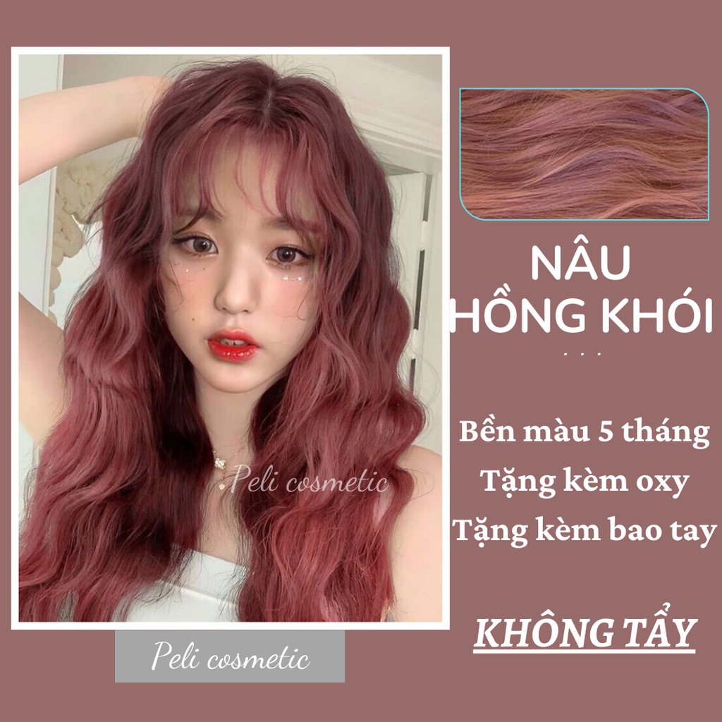 Thuốc nhuộm tóc . nhuộm tóc màu nâu hồng khói , thuốc nhuộm tóc không tẩy