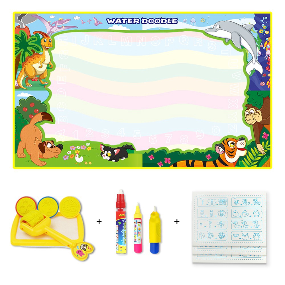 Bảng vải kích thước 65x85cm dành cho các bé tập vẽ in hình ảnh nhiều màu sắc ngộ nghĩnh thú vị