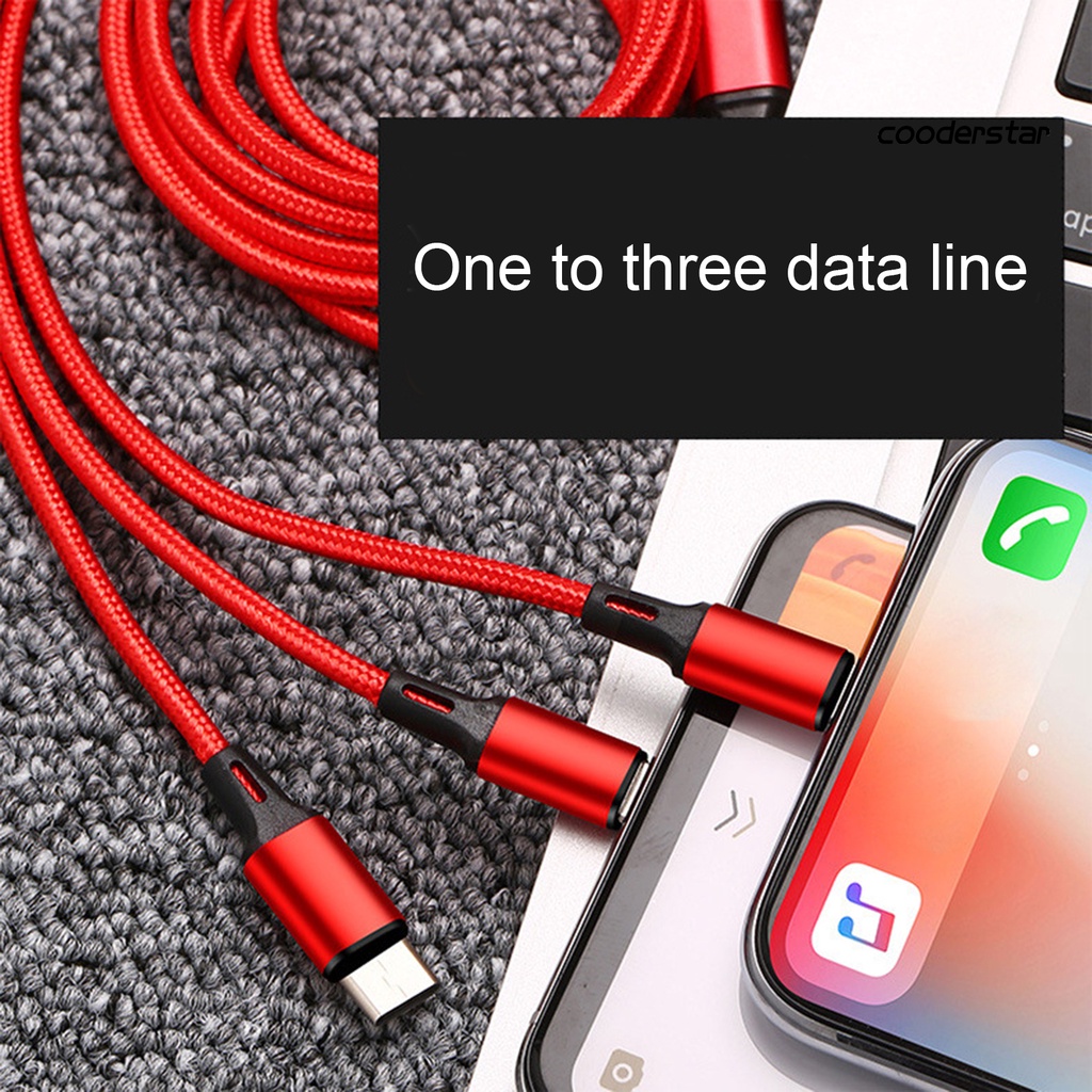 Dây cáp sạc nhanh 3 trong 1 dài 1.2m cho điện thoại/ máy tính bảng