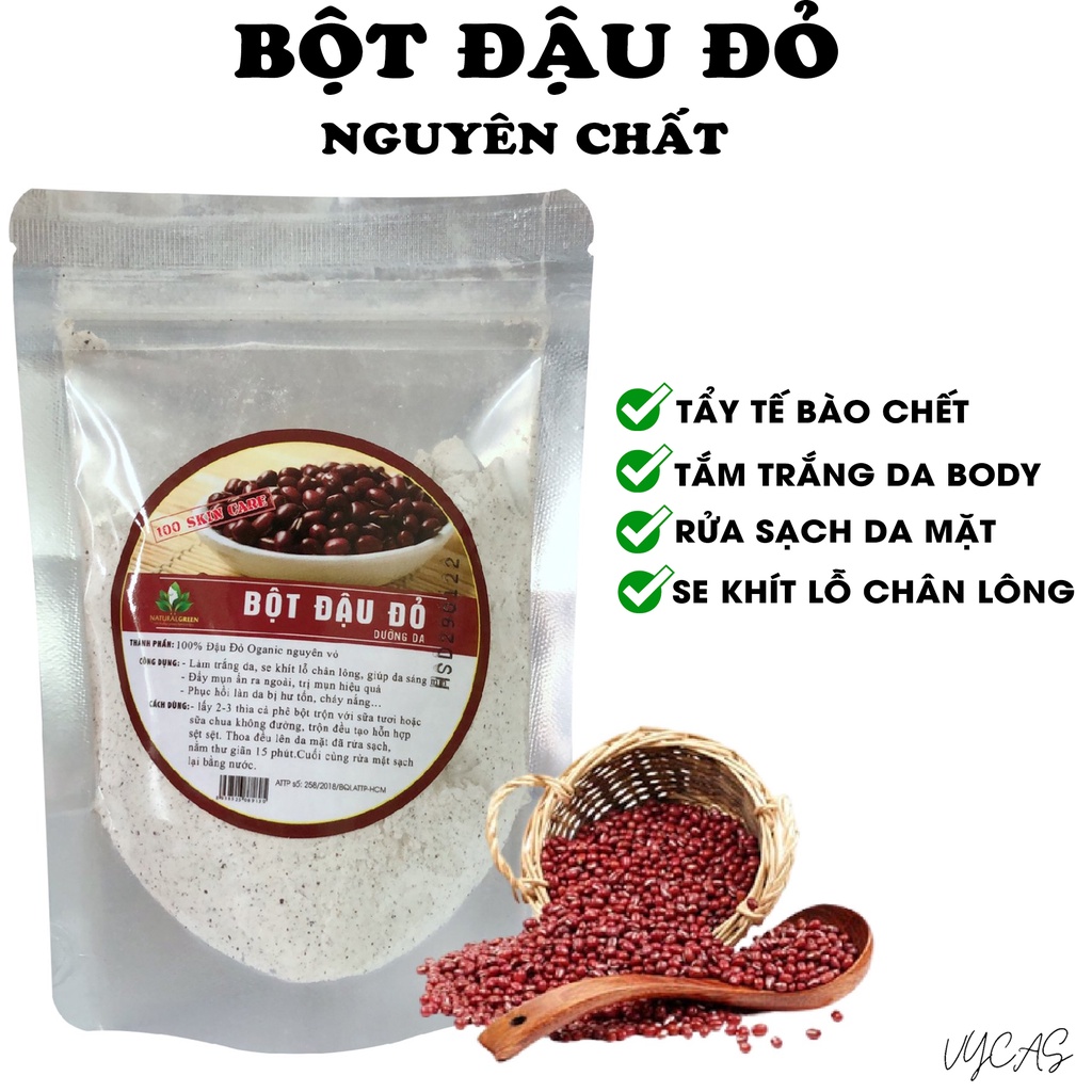 Bột đậu đỏ nguyên chất 100gr, đắp mặt, tắm trắng toàn thân