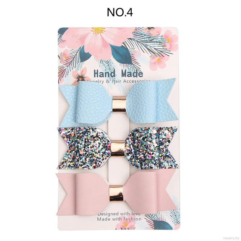 Set 3 kẹp tóc có chi tiết nơ xinh xắn cho bé gái