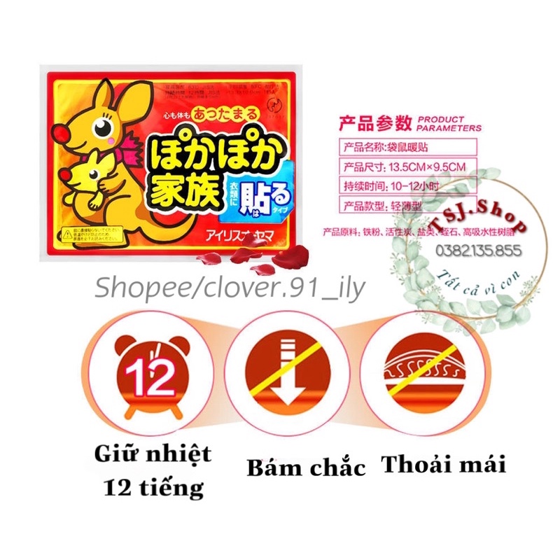 MIẾNG DÁN GIỮ NHIỆT CHUỘT TÚI KANGAROO, MIẾNG DÁN HÌNH CÔ GÁI GIỮ ẤM CƠ THẺ, GIẢM ĐAU BỤNG KINH