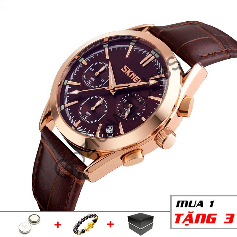 Đồng hồ nam skmei 9127 chính hãng dây da phong cách nam tính lịch lãm, mạt kính chống xước, chống nước-TIGER98_SHOP | BigBuy360 - bigbuy360.vn