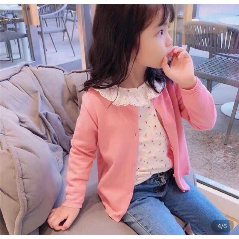 Áo khoác Cardigan cotton nhẹ mỏng mát trẻ em size 5 kg đến 22 kg