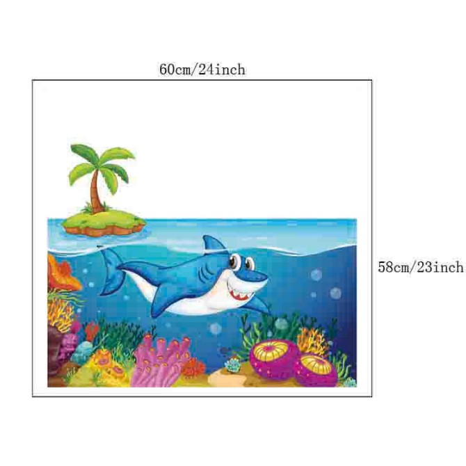 Decal Dán Kính Cao Cấp - Cá Mập Lớn ( 60x58cm )