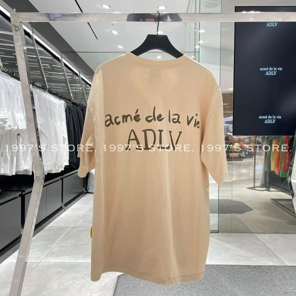 Áo thun tay lỡ form rộng nam nữ ADLV màu be hai mặt trước sau | BigBuy360 - bigbuy360.vn