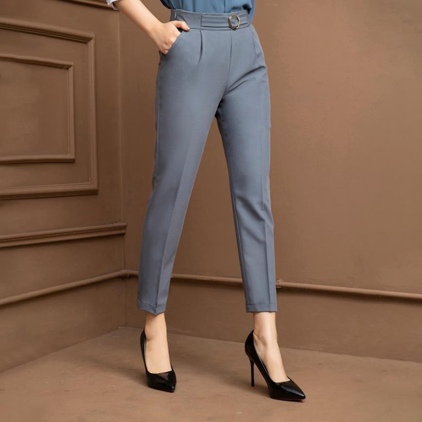 Quần tây nữ công sở lưng cao - chất vải tuyết mưa mềm mịn - thiết kế khoá sườn kèm khuyên 2 màu đen - xám cực xinh | BigBuy360 - bigbuy360.vn
