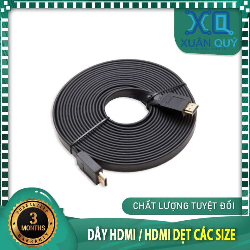 Dây Cáp HDMI 1.5m 3m 5m 10m dẹt đen-Dây cáp kết nối cổng HDMI 2 đầu tốt chống nhiễu xịn chất lượng cao giá rẻ