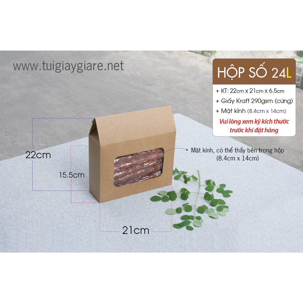 50 cái - Hộp giấy kraft đựng nông sản quà tết bánh mứt thực phẩm quà tặng - Hộp số 24