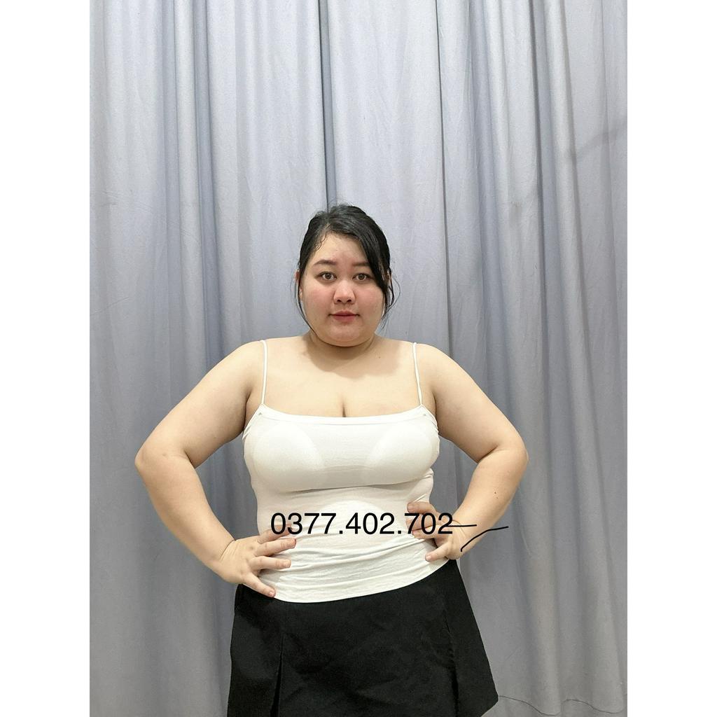 Áo hai dây sợi bún bigsize có mút ngực cotton co dãn , 2 dây plussize 100kg MS0921