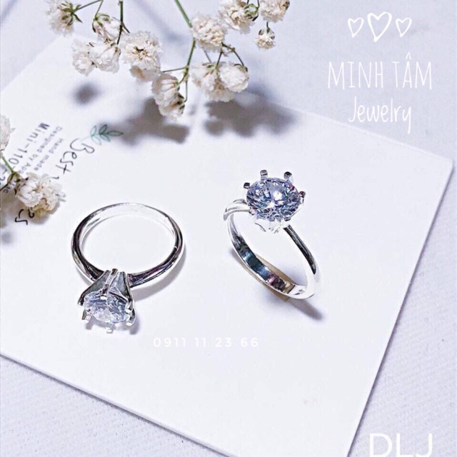 Nhẫn nữ bạc ta ổ đá cao 6 chấu-Minh Tâm Jewelry