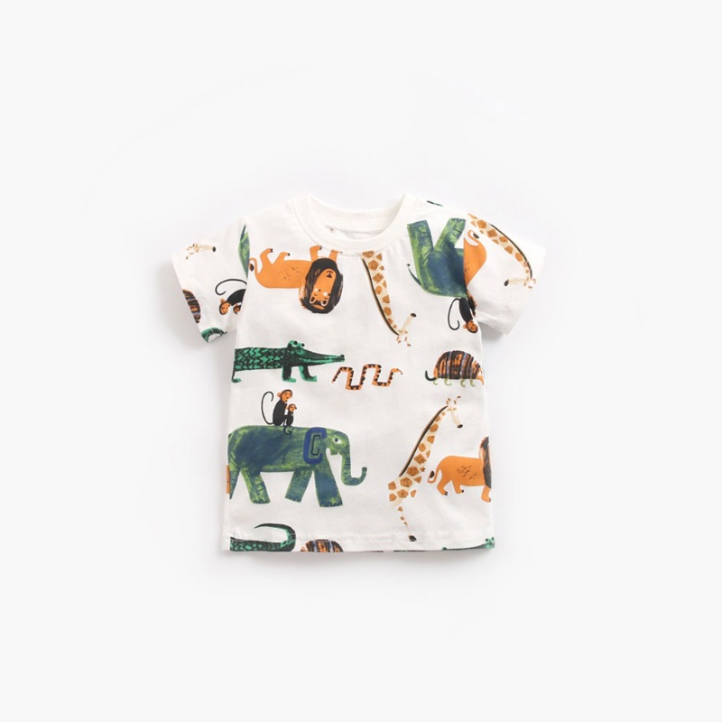 Bộ Quần Áo Cotton In Hình Thú Hoạt Hình Thời Trang Mùa Hè Dành Cho Bé Trai Gái