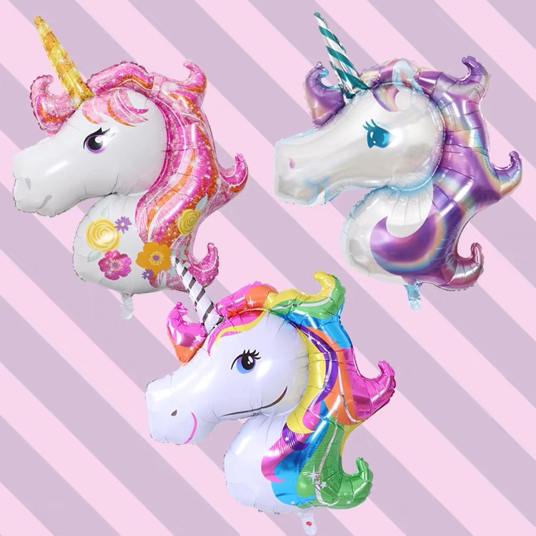Bóng ngựa Pony 3D bóng nhôm ngựa unicorn kì lần 1 sừng trang trí sinh nhật bé trai bé gái HAPPYKID BNPONY