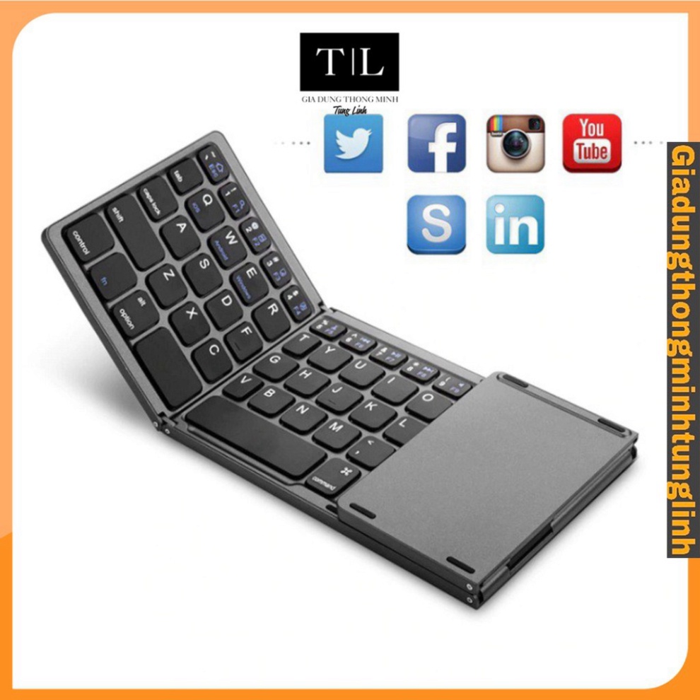 Bàn Phím Không Dây Mini Gấp Gọn Bluetooth Tích Hợp Touchpad B033 – Có độ nhạy gấp 3 lần kết nối tự động