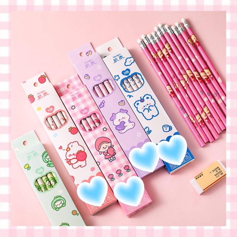 SET 10 BÚT CHÌ HB NHIỀU HÌNH DỄ THƯƠNG