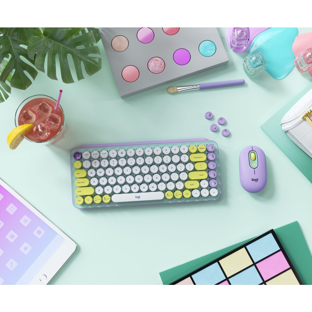 Bàn phím cơ không dây bluetooth | USB Logi POP KEYS phím emoji có thể tùy chỉnh