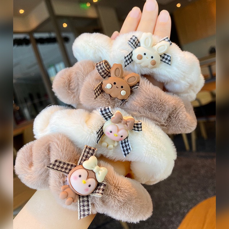 Cột tóc lông đính charm loại mềm mịn cute - shopliam