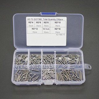 Set 230 Con Vít Lục Giác M2 Bằng Thép Không Gỉ Tiện Dụng