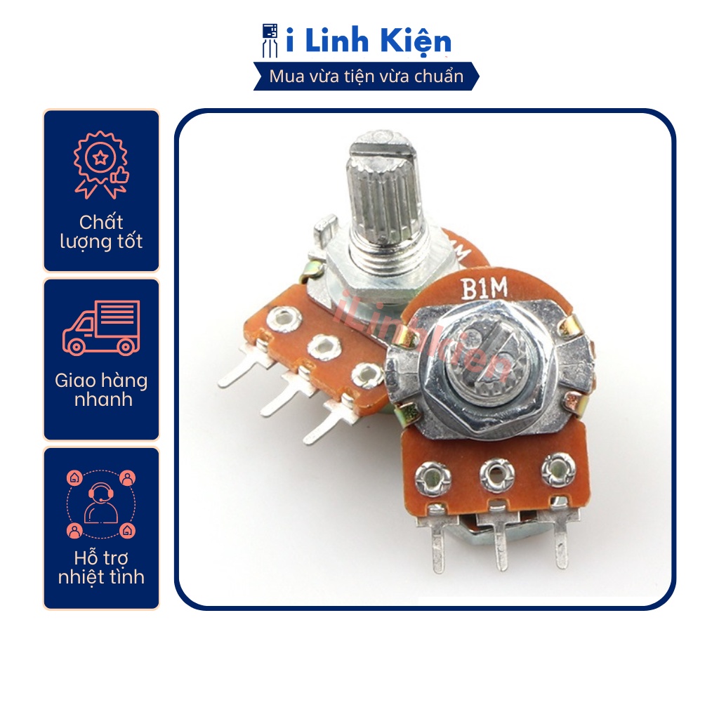 Chiết áp đơn WH148 1K/2K/5K/10K/20K/50K/100K/250K/500K 15mm chất lượng tốt.