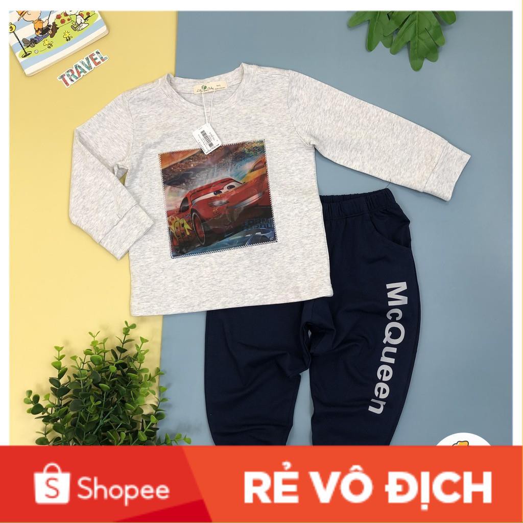 Bộ cotton  ô tô đua 3D dài tay bé trai size 1-8T, cho bạn từ 9-25kg. Chất cotton đanh tay. Hình 3D siêu đẹp