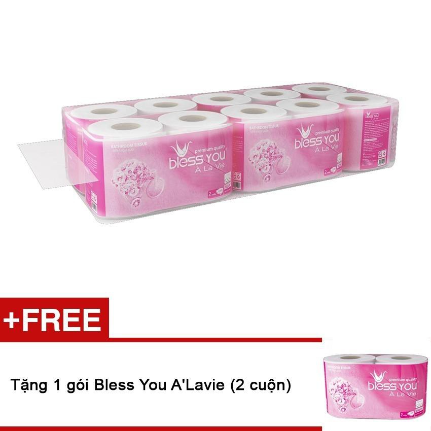 giấy vệ sinh Bless You Alavie 2 (10 cuộn TẶNG 2 CUỘN)