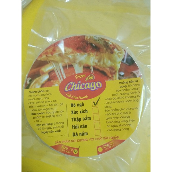 PIZZA Nhồi Chicago gấp 3 lần phomai size 16cm