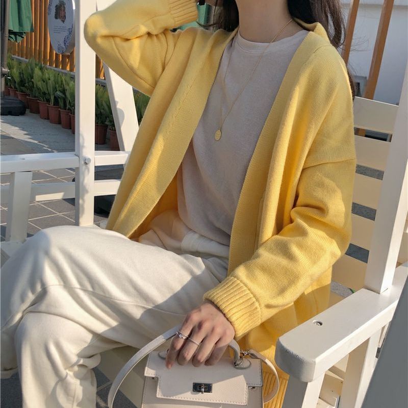 Áo khoác cardigan dệt kim dáng rộng phong cách Hàn Quốc thanh lịch thời trang  mới cho nữ