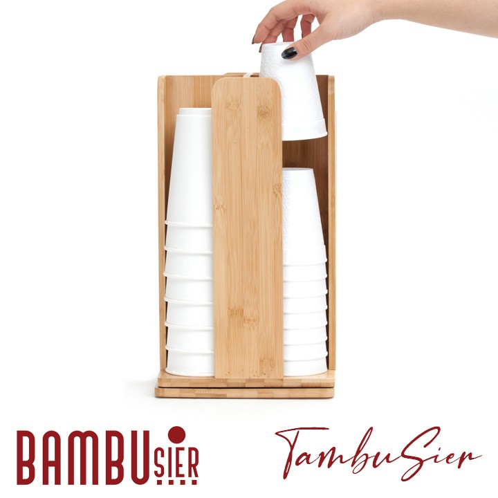 [BAMBOO] Kệ đa năng để ly cốc chai lọ gia vị nhà bếp xoay tròn bằng tre tự nhiên [STAND]