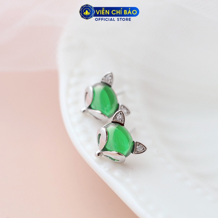 Bông tai bạc nữ Hồ Ly Thiên Hồ đá sắc màu chất liệu bạc Thái S925 thời trang nữ tính thương hiệu Viễn Chí Bảo B000172