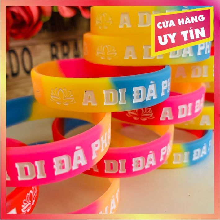 Vòng Tay Cao Su Trẻ Em  A DI ĐÀ PHẬT. Vòng phân đoạn màu